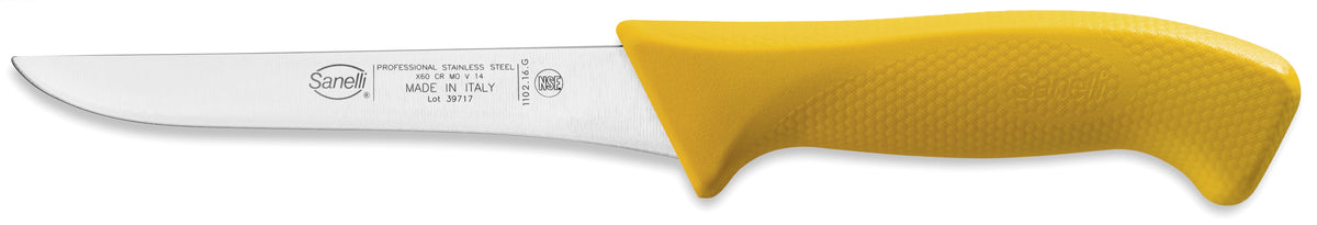 Urbeningskniv smal Skin line 16cm från Sanelli med gult handtag