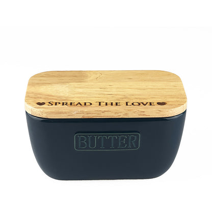 Smörskål blå Spread The Love med lock i ek